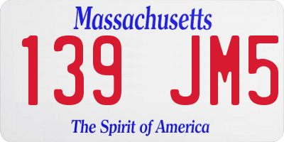 MA license plate 139JM5