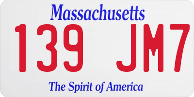 MA license plate 139JM7
