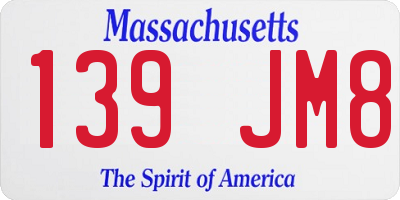 MA license plate 139JM8