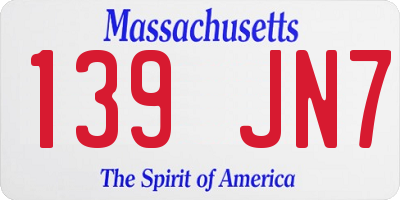 MA license plate 139JN7