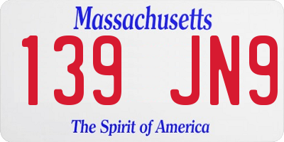 MA license plate 139JN9
