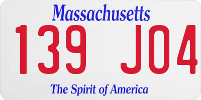 MA license plate 139JO4