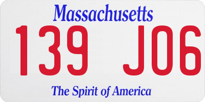 MA license plate 139JO6