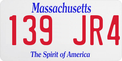 MA license plate 139JR4