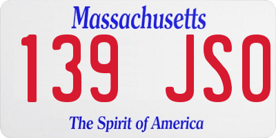 MA license plate 139JS0
