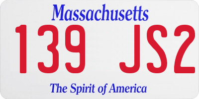 MA license plate 139JS2