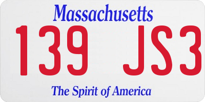MA license plate 139JS3