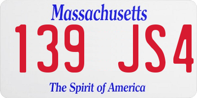MA license plate 139JS4