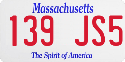 MA license plate 139JS5