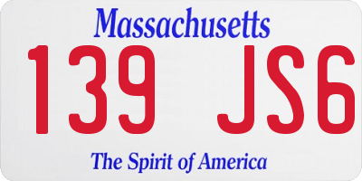MA license plate 139JS6