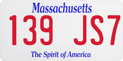MA license plate 139JS7