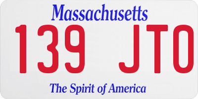 MA license plate 139JT0