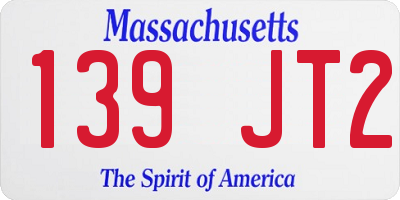 MA license plate 139JT2