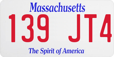 MA license plate 139JT4