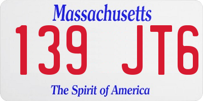 MA license plate 139JT6