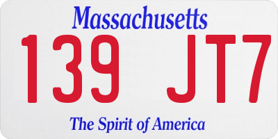 MA license plate 139JT7