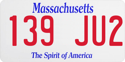 MA license plate 139JU2