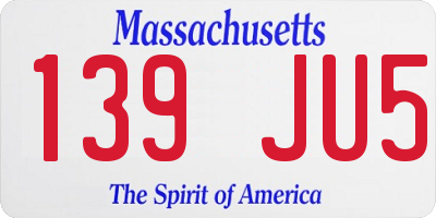 MA license plate 139JU5