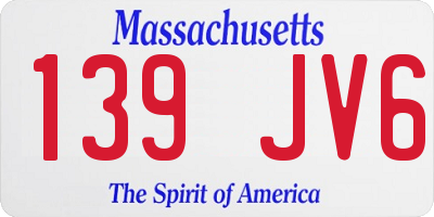 MA license plate 139JV6