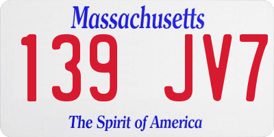 MA license plate 139JV7