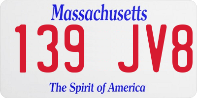 MA license plate 139JV8