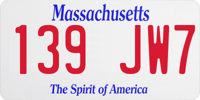 MA license plate 139JW7