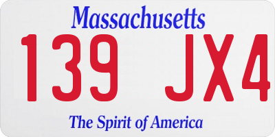 MA license plate 139JX4