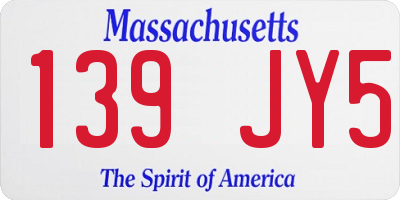 MA license plate 139JY5