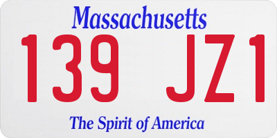 MA license plate 139JZ1