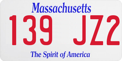 MA license plate 139JZ2