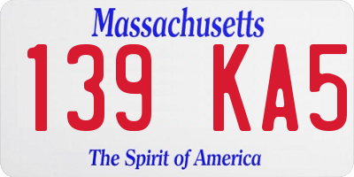 MA license plate 139KA5