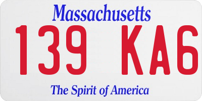 MA license plate 139KA6