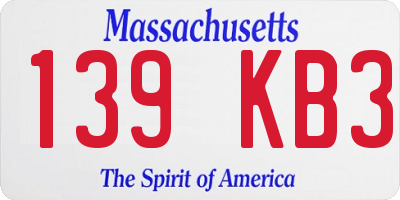 MA license plate 139KB3