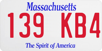 MA license plate 139KB4