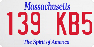 MA license plate 139KB5
