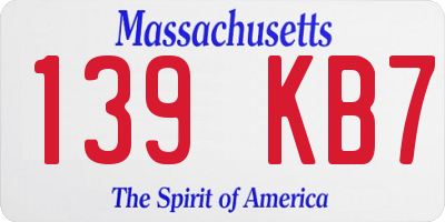 MA license plate 139KB7