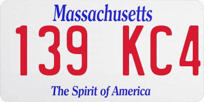 MA license plate 139KC4