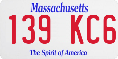 MA license plate 139KC6