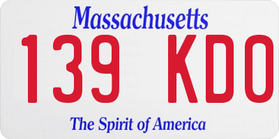 MA license plate 139KD0