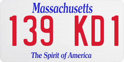 MA license plate 139KD1