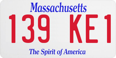 MA license plate 139KE1