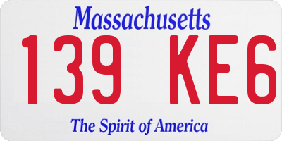 MA license plate 139KE6
