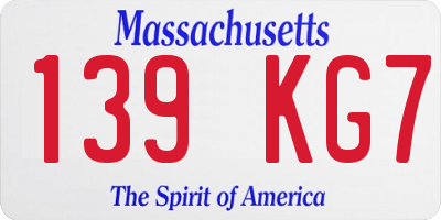 MA license plate 139KG7