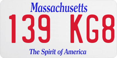 MA license plate 139KG8