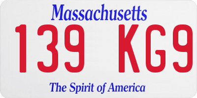MA license plate 139KG9