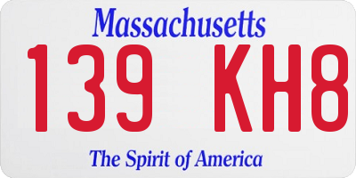 MA license plate 139KH8
