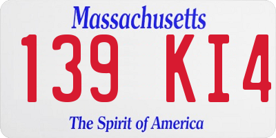 MA license plate 139KI4