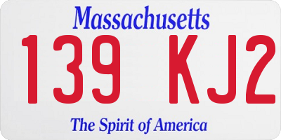 MA license plate 139KJ2