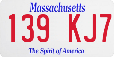 MA license plate 139KJ7