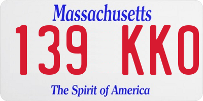 MA license plate 139KK0